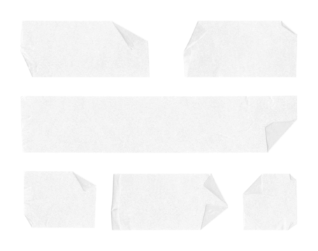 Collection of adhesive tape pieces on transparent background, isolated	