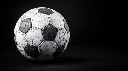 Fototapeta premium Vintage Soccer Ball in Monochrome Harmony: Minimalist Studio Shot with Expert Color Grading
