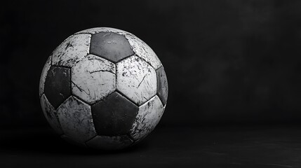 Fototapeta premium Vintage Soccer Ball Elegance in Monochrome - High-End Studio Shot with Minimalist Design and Expert Color Grading