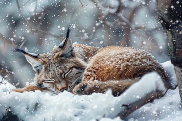 Obraz premium A gentle snowfall insulates hibernating animals, protecting them from the harsh winter conditions