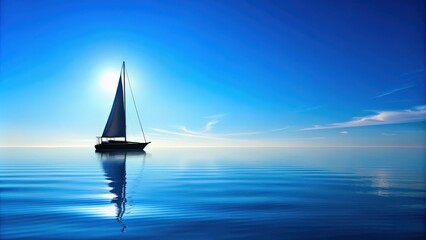 Fototapeta premium Sailboat silhouette floating in the blue sky, adventure, travel, exploration, freedom, sail, sail on sky, clouds