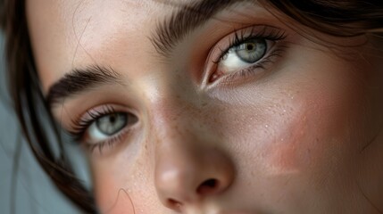Fototapeta premium Close-up of a woman's face with natural makeup