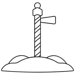 Obraz premium A simple signpost labeled North Pole with snow at the top and a candy-cane-striped pole vector