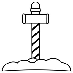 A simple signpost labeled North Pole with snow at the top and a candy-cane-striped pole vector