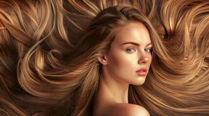 Obraz premium Elegant portrait of a woman with long flowing hair