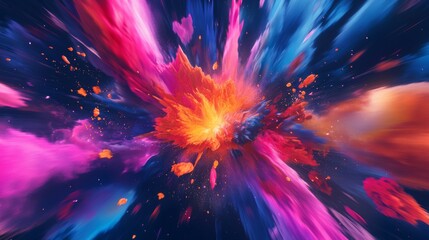 Explosion of vibrant colors in motion, abstract art concept