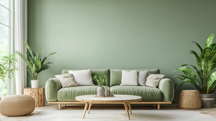Best sofa design with the green color, modern living room interior with sofa, green colors.