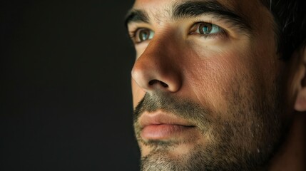 Fototapeta premium Portrait of a man's face with a thoughtful expression