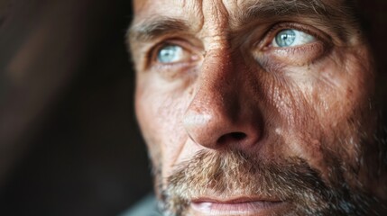 Portrait of a man's face with a thoughtful expression