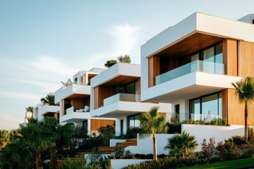 Fototapeta premium Modern House At Sunset