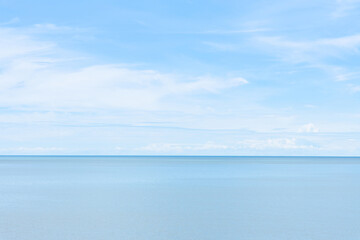 Beautiful tropical beach with blue sky and white clouds. Sea space area. Natural landscape