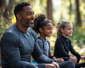 Diverse family at a park, engaged in fitness, reflecting a company s family health plan and wellbeing initiatives