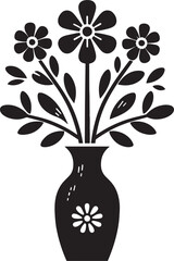 Beautiful flower vase flower pot silhouette vector illustration isolated on a white background