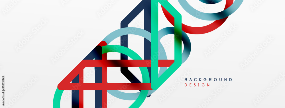 Poster abstract background - colorful circle lines technology or business digital template