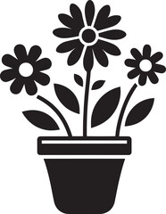 Beautiful flower vase flower pot silhouette vector illustration isolated on a white background
