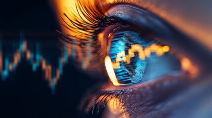 Mechanical eyes scanning fluctuating stock market graphs in real-time, automation, machine-driven financial insight