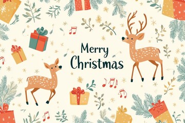 Obraz premium Christmas illustration for wrapping paper