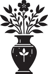 Beautiful flower vase flower pot silhouette vector illustration isolated on a white background