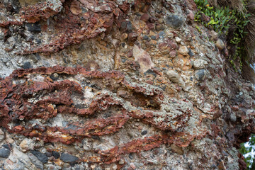 River stone wall with full of natural unique patterns.