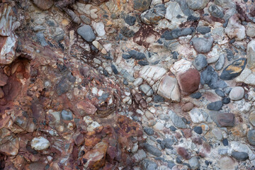 River stone wall with full of natural unique patterns.