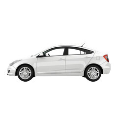 Fototapeta premium A sleek white hatchback parked on a clean surface, showcasing modern design and sporty features during daylight