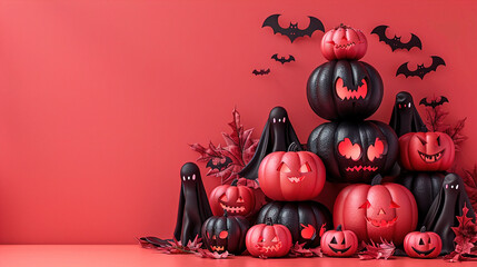 Black and red halloween pumpkin copyspace background