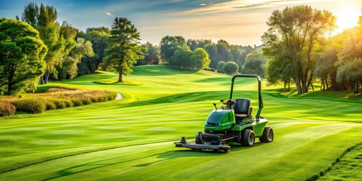 Professional greens mower equipment on a well-manicured golf course