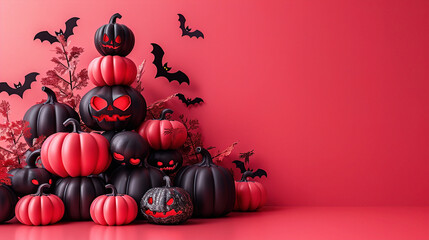 Black and red halloween pumpkin copyspace background