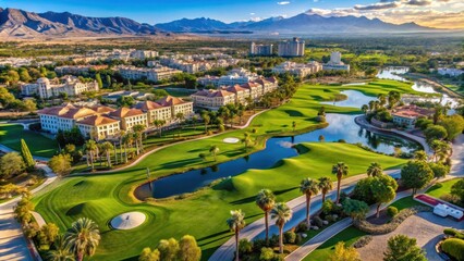 A stunning aerial view of a luxurious golf resort in Las Vegas, Nevada