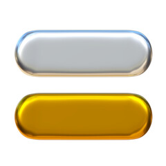 Gold and silver button on png transparent background.