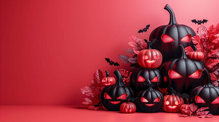 Black and red halloween pumpkin copyspace background
