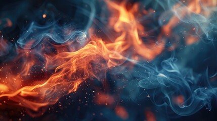 Fototapeta premium Abstract image featuring vibrant, flowing waves in red and orange colors on a dark background. Concept of energy and motion.