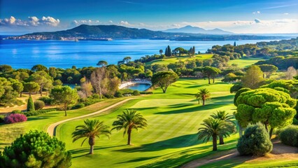 Scenic view of Saint Raphael, France golf course on April 19, 2016