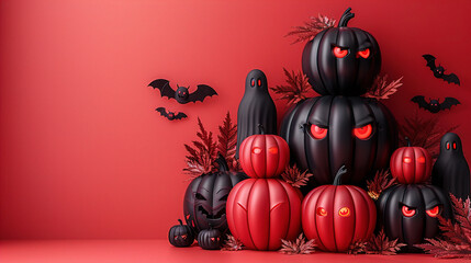 Black and red halloween pumpkin copyspace background