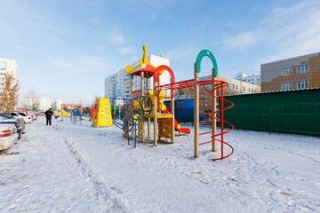 children's playground on the territory of an apartment building