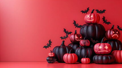 Black and red halloween pumpkin copyspace background