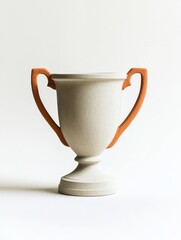 A classic, elegant trophy cup made from clay with terracotta accents. Perfect for recognizing achievement, victory, and sportsmanship.