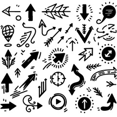 abstract Hand drawn arrow icon illustration collection. Arrow mark icons. Arrow paint - stock vector .Set simple arrows isolated on white background. 