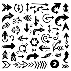 abstract Hand drawn arrow icon illustration collection. Arrow mark icons. Arrow paint - stock vector .Set simple arrows isolated on white background. 