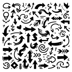 abstract Hand drawn arrow icon illustration collection. Arrow mark icons. Arrow paint - stock vector .Set simple arrows isolated on white background. 