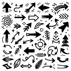 abstract Hand drawn arrow icon illustration collection. Arrow mark icons. Arrow paint - stock vector .Set simple arrows isolated on white background. 