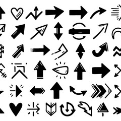 abstract Hand drawn arrow icon illustration collection. Arrow mark icons. Arrow paint - stock vector .Set simple arrows isolated on white background. 