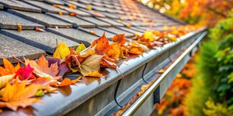 Gutters full of autumn leaves needing to be cleared