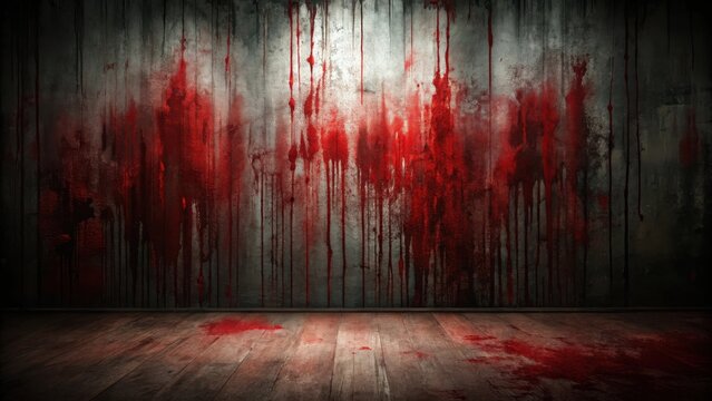 Bloody wall in the dark, perfect for horror content and Halloween festivals