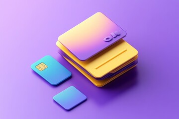 A big purple yellow rounded rectangular card icon, 