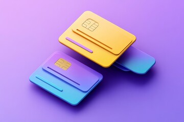 A big purple yellow rounded rectangular card icon, 