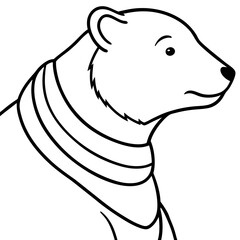 A polar bear in profile, wearing a scarf, using bold yet simple lines for features vector