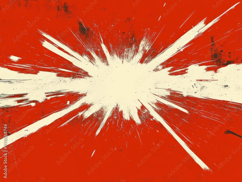Aufkleber A visually striking abstract artwork with an explosive red and white burst, creating a dynamic and energetic scene that captures the eye and ignites the imagination.