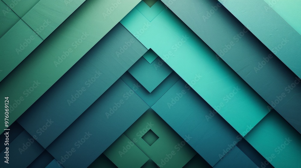 Wall mural bright colorful abstract geometric background with green turquoise gradient color combination. simpl