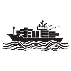 Electric steamer silhouette illustration, Tugboat ship silhouette illustration isolated on white background